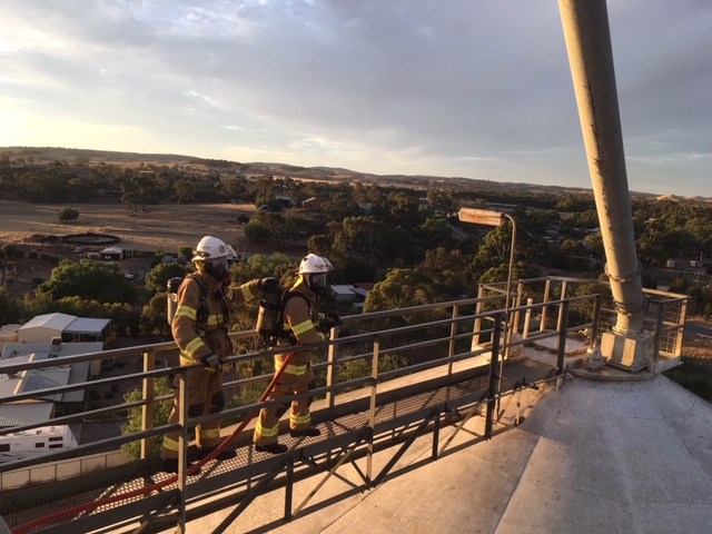 A training drill on top of the local Grain Silos in Kapunda