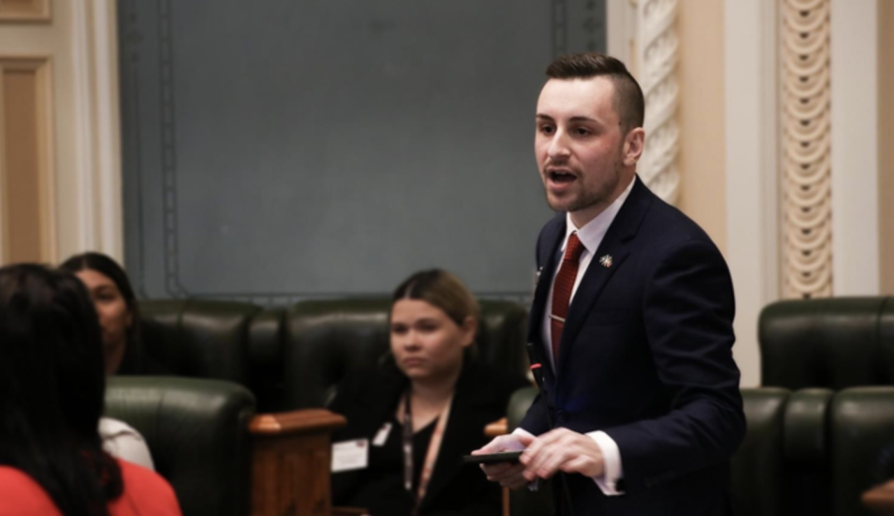 Dempsey speaking in his capacity as Youth Premier on the floor of the Queensland Legislative Assembly. 