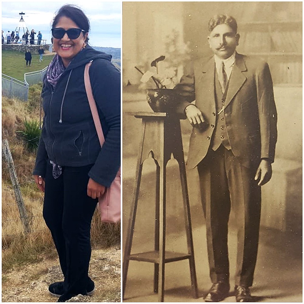 Sarda Rupa - ANZ Manager Customer Relations Communications & Public Affairs, with her grandfather pictured right.