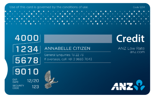 ANZ Low Rate Visa (back of card)