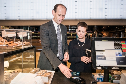 ANZ CEO Shayne Elliott & Customer Engagement Lead Kath Bray with ANZ Android Pay 